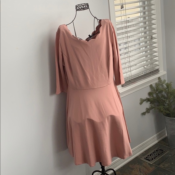 Blush Pink Scalloped Midi Dress - Picture 1 of 5